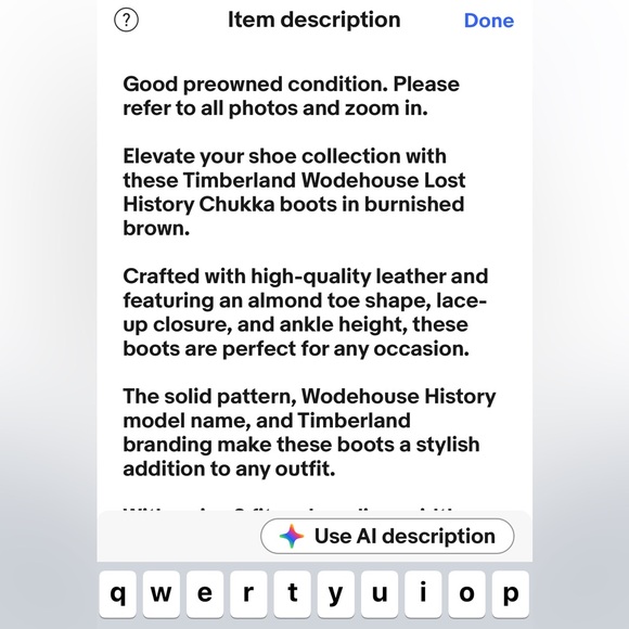 Timberland Boot Co Wodehouse Chukka Lost History Burnish Brown Sz 8 Oxford Shoes - Picture 15 of 16